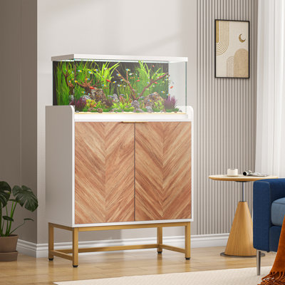 20-29 Gallon Aquarium Stand, Mid-century Modern Fish Tank Stand, Wood 30 Gallon Fish Tank Stand With Metal Base