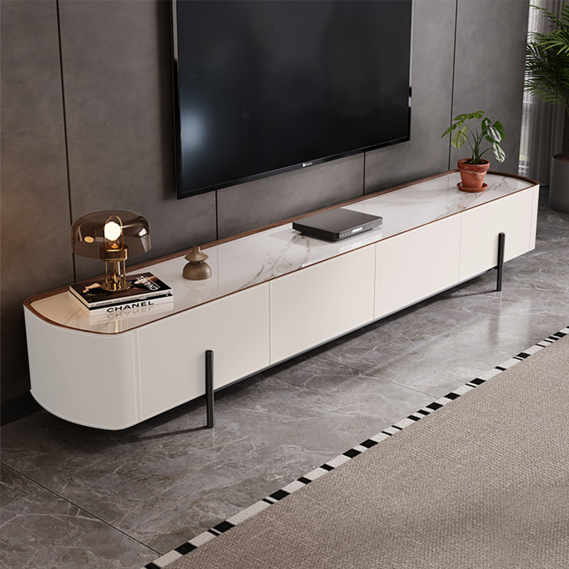 Meuble télé moderne de style nordique, 94.49", Crème / gris blanc