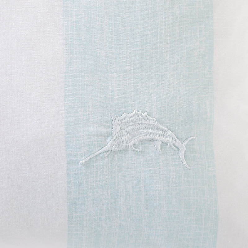 Blue and White Striped Cotton Throw Pillow, 20" x 20"