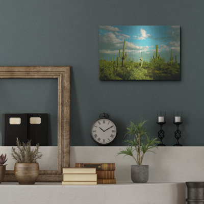 Art mural en métal Latitude Run® «Saguaros No. 2» par Carlos Vargas