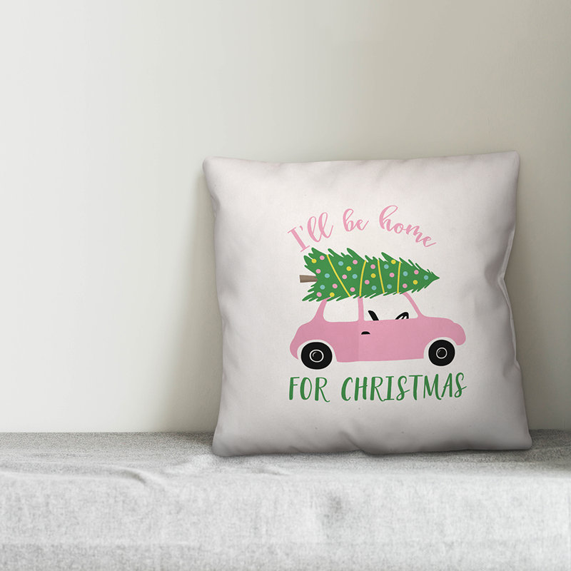  Housse de coussin «I'm Be Home for Christmas», 16 po x 1 po, Polyester/ Bourre en polyester