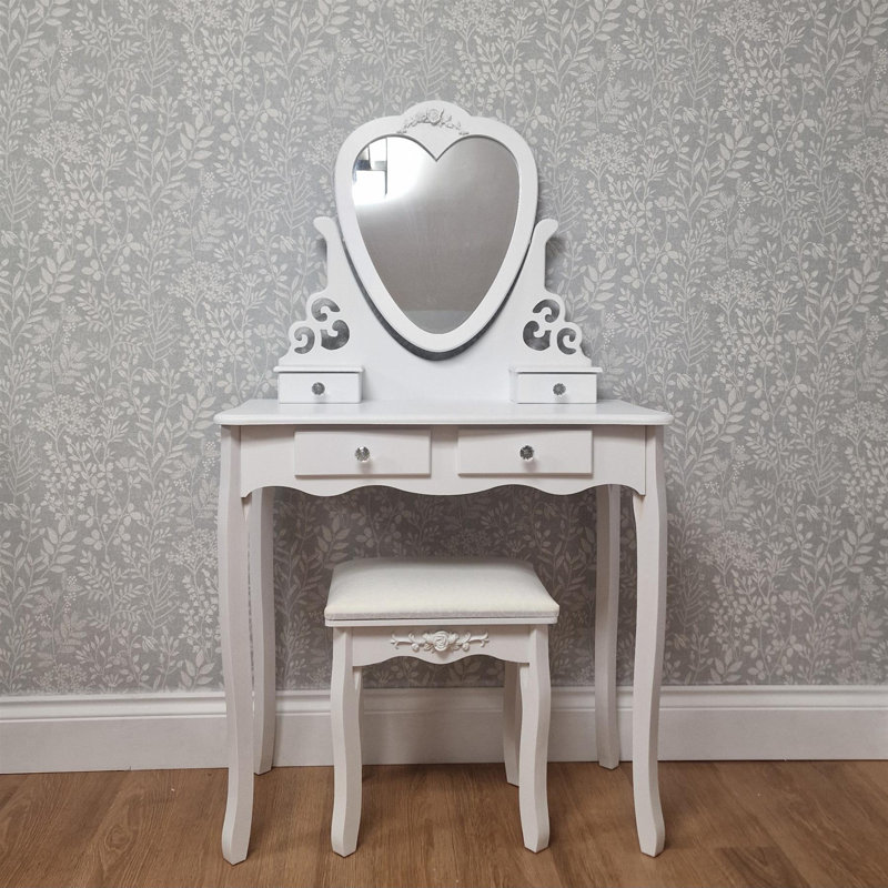 Brenda Dressing Table with Mirror, White