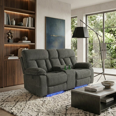 Ensemble de chambre Anish avec lumières DEL et porte-gobelets, canapé intelligent 2 pièces