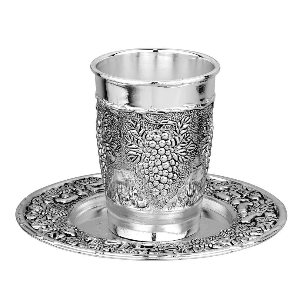 Metal Kiddush Cups Boker-Tov Shalom