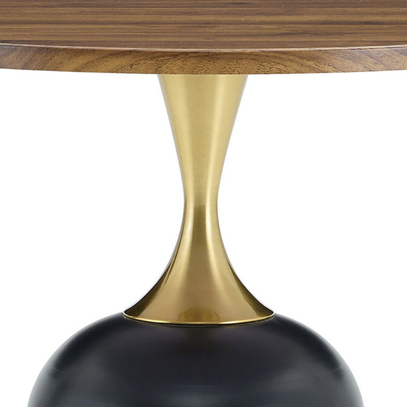 Table d'appoint de salon avec petite table d'appoint, table d'appoint étroite, plateau en bois et base en métal, Noyer