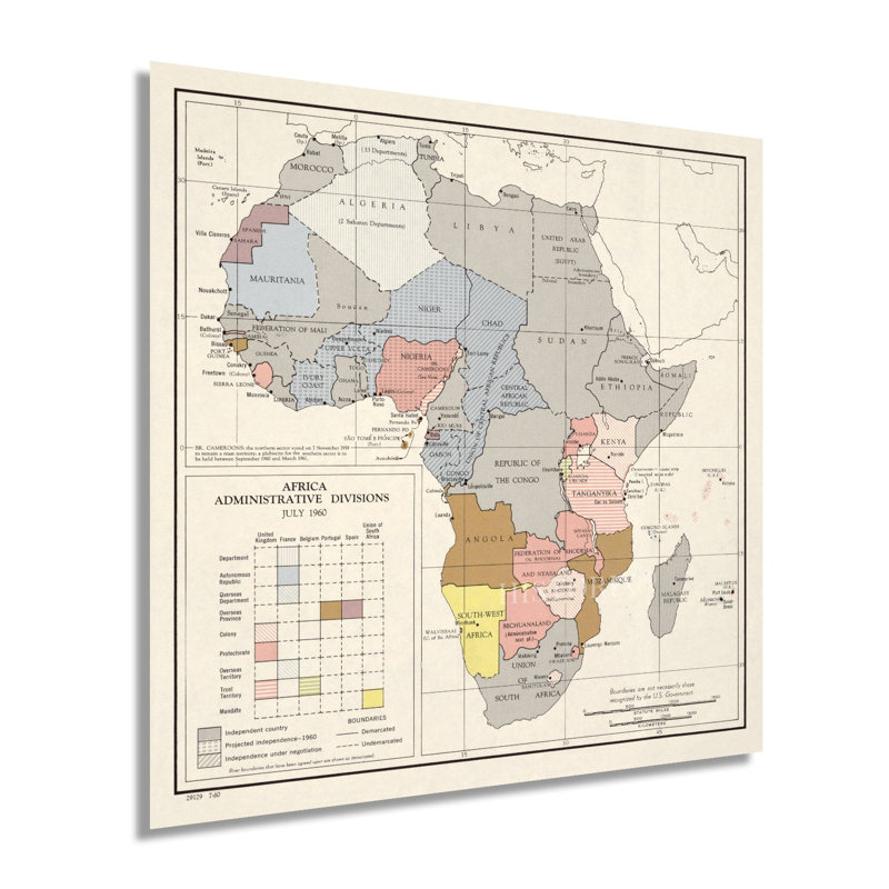 1960 1960, affiche de la carte de l'Afrique, l 24 po x H 24 po