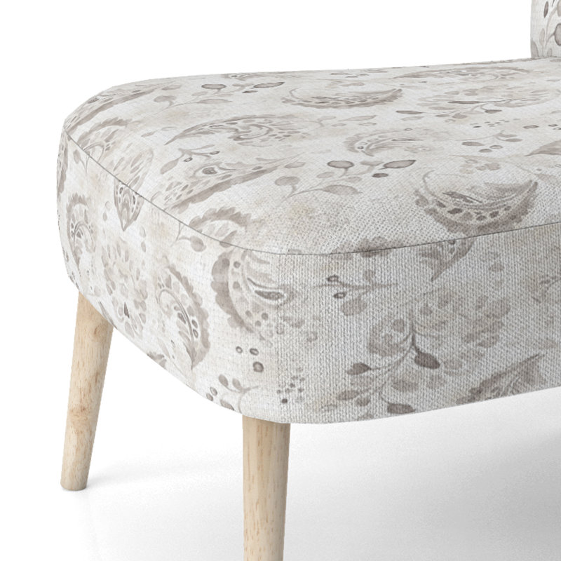 Chaise d'appoint moderne - Fauteuil en velours gris à motif cachemire floral, Chaise d'appoint sans accoudoirs