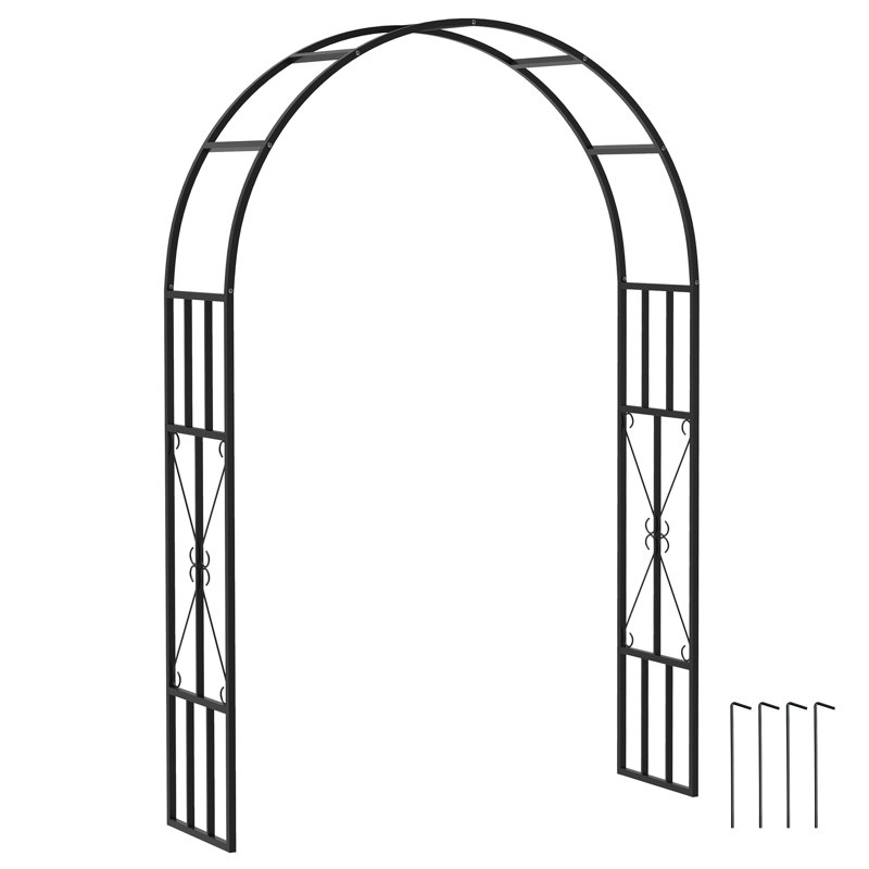 150cm W x 40cm D Steel Garden Arch in Black
