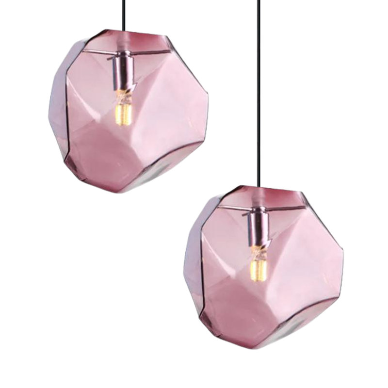 Geo-Hexa Modern Colourful Glass Pendant Light – Metal Fixture with G9 Bulb for Restaurant, Kitchen, Dining Room, Cafe, Foyer, and Coffee Bar