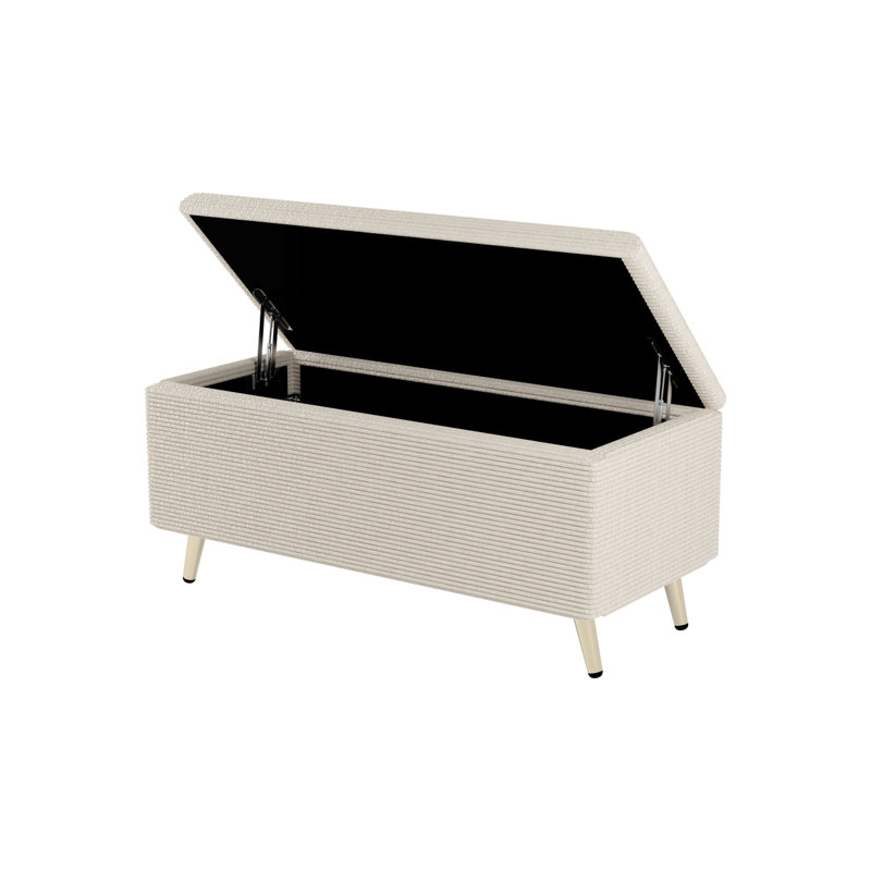 Banc de rangement rembourré Genina, Blanc