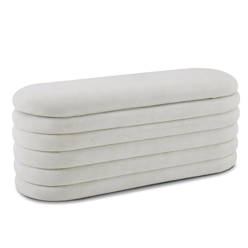 Banc de rangement avec repose-pieds Berkeley, Crème, crème