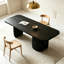 Table de salle à manger rectangulaire noire en bois massif-1365230927