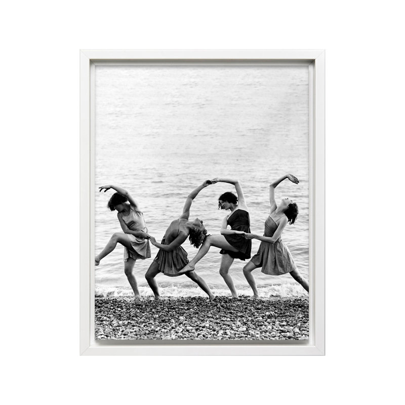 Beach Dancers, Canvas, 12"H x 16"W, White Framed