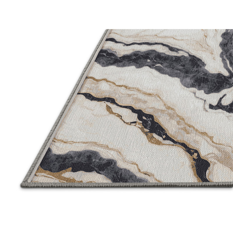 Machine Washable Gray Area Rug, Round 3'
