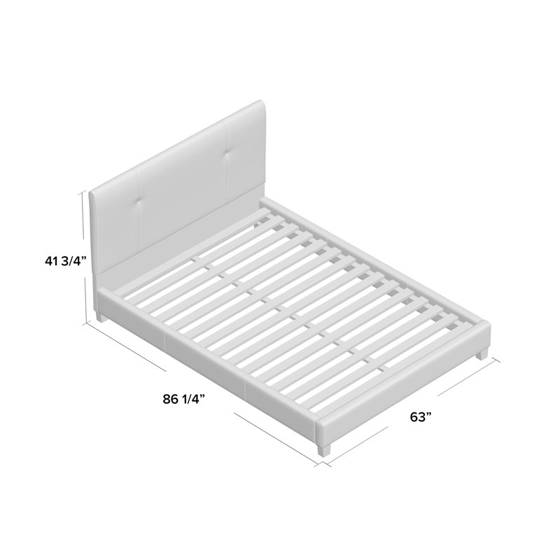Vegan Leather Platform Bed, Queen