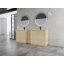 Meuble-lavabo autoportant de 234 cm avec lavabo en céramique blanche et 1 petite armoire de rangement-201458388-212043673