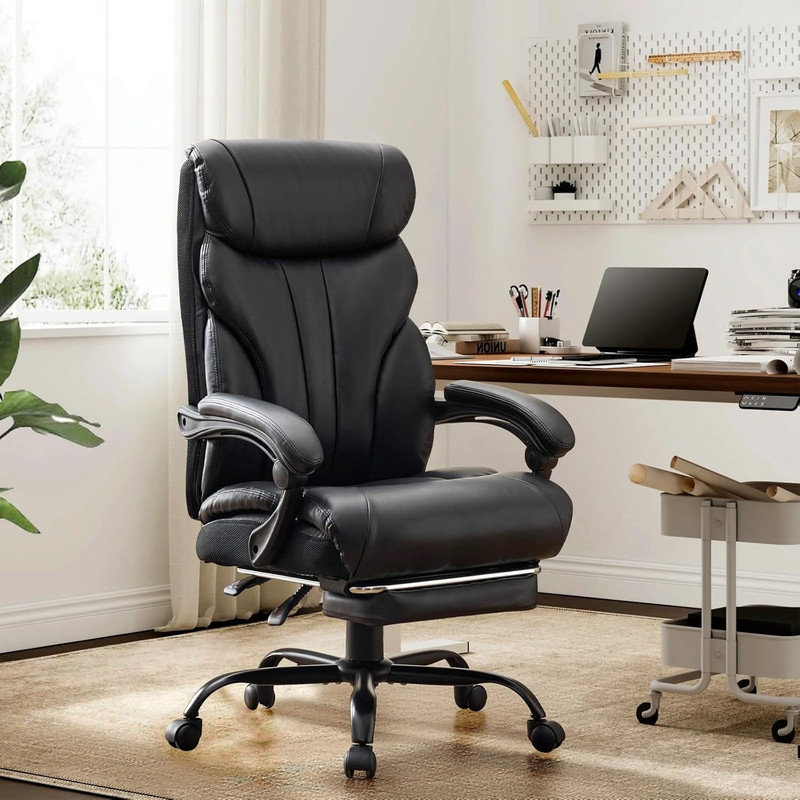 Big & Tall Office Chair 500LBS Capacity, Ergonomic Gaming Chair with Footrest for Adults, Black