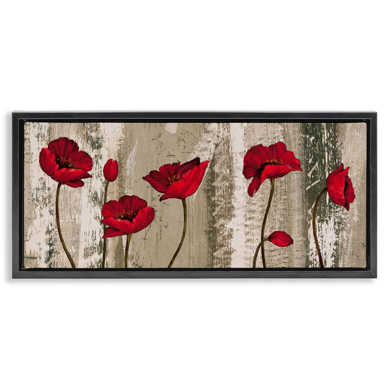  Anémones rouges sur toile flottante encadrée par Brian Foster, Noir, noir, noir, noir, H 14 po x l 31 po
