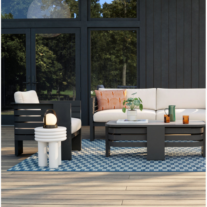 Ari 5-Person 4-Piece Powder Coated Aluminum Patio Seating Group with Sunbrella Cushions