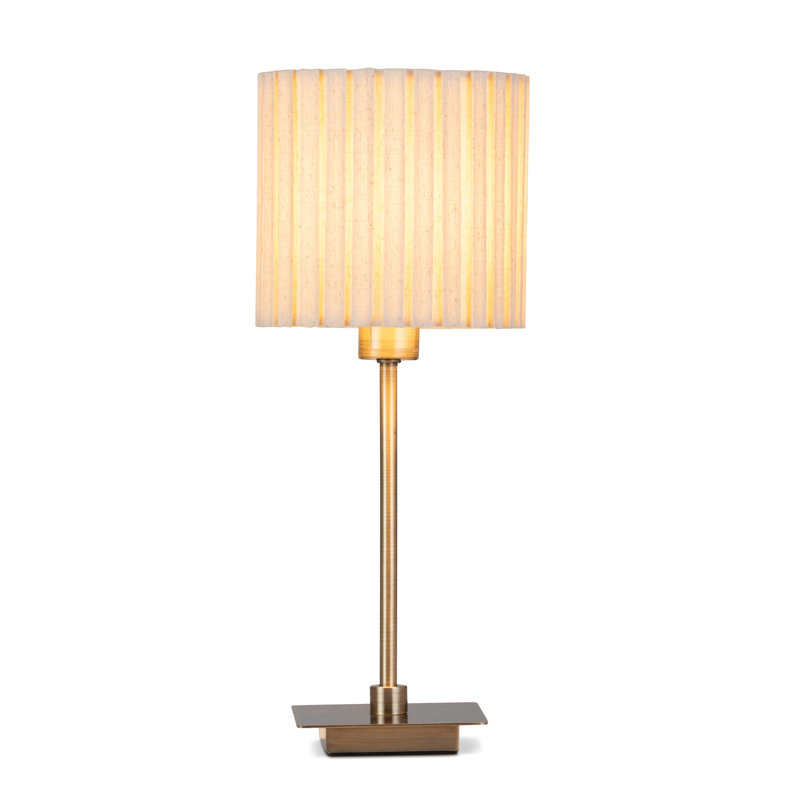 Square Stick Antique Brass Metal Bedside Table Lamp 