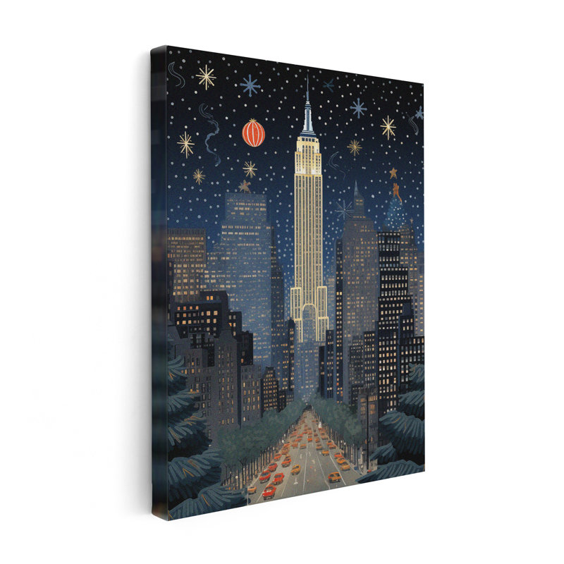 New York à Noël, 16"H x 20"W, Canvas, Unframed