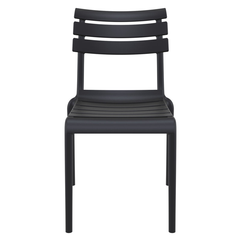 Aragons Stacking Patio Dining Side Chair, Black