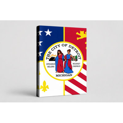 Detroit City Flag — Michigan Municipal Canvas Wall Art