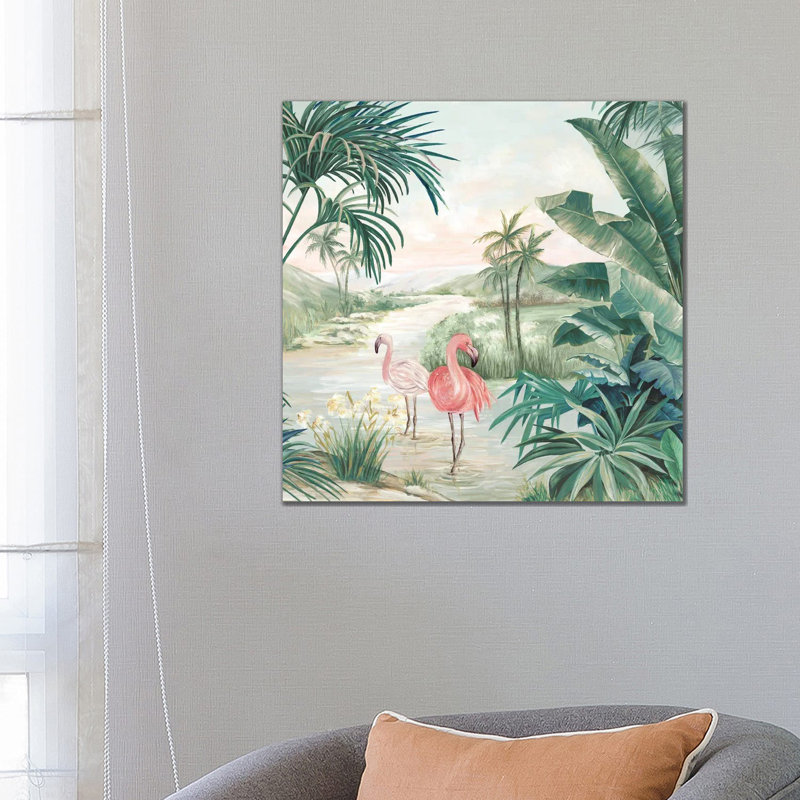 Flamingo Dream by Eva Watts - Wrapped Canvas Painting, 66.04 cm H x 66.04 cm W x 1.91 cm D