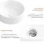 Lavabo vasque rond en céramique blanche de 14 pouces, rayures verticales et design inspiré de la nature, facile d'entretien pour la salle de bain moderne avec des motifs ondulés élégants, installation rapide