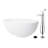 Kingston Brass Arcticstone 65-Inch Solid Surface Oval Double Ended Freestanding Tub With Faucet Combo And Drain-114103884