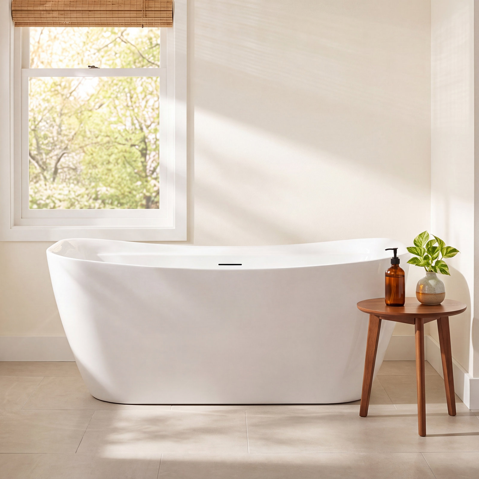 Dezra 59" Freestanding Soaking Bathtub, Polished Chrome