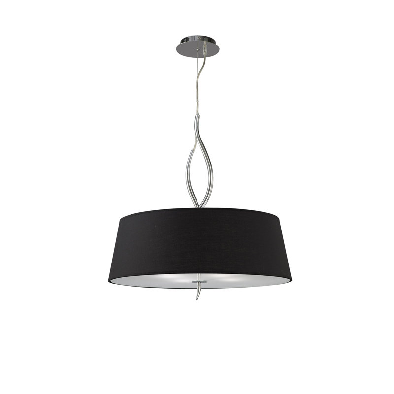 Cole 4 - Light Polished Chrome Drum Pendant, Black