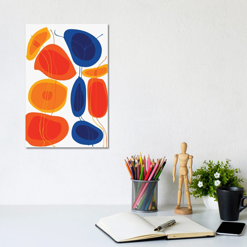 Orange And Blue Flowers by Emmanuel Signorino - Wrapped Canvas Print, 20.32 cm H x 30.48 cm W