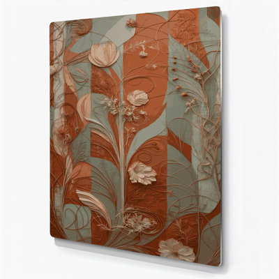 «Abstract Florals» 13, art mural en métal brun