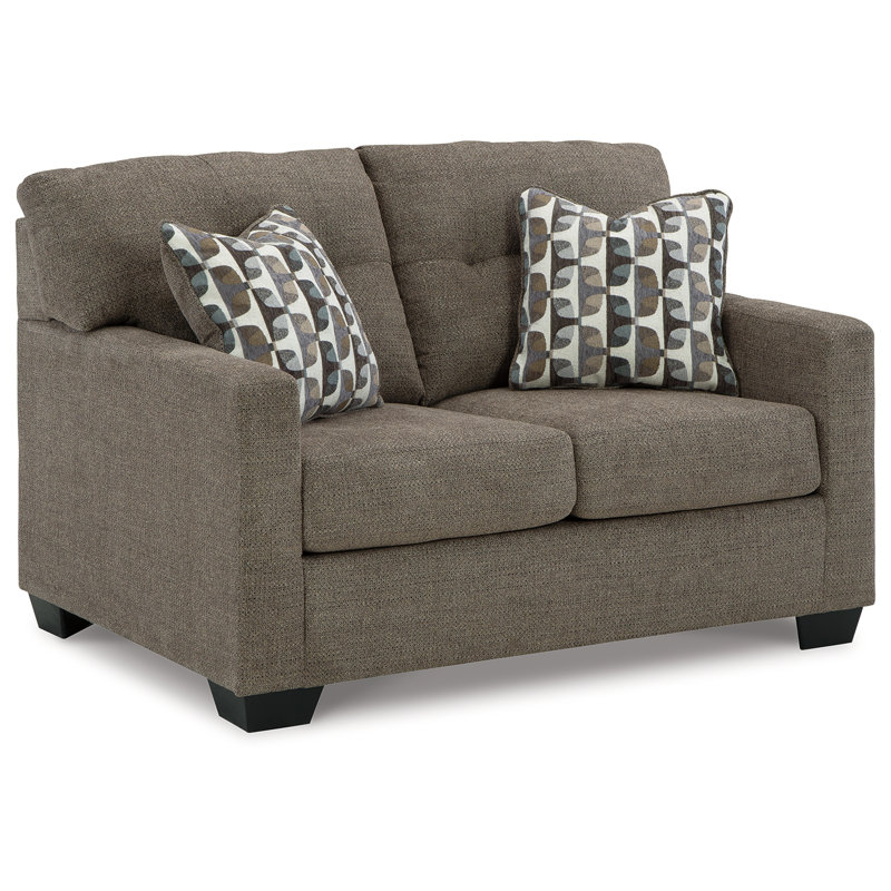 Upholstered 53'' Loveseat, Brown Polyester