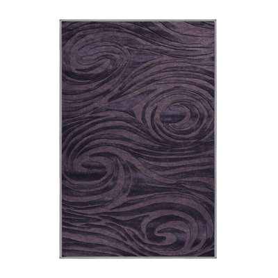 Machine Washable Abstract Purple Area Rug