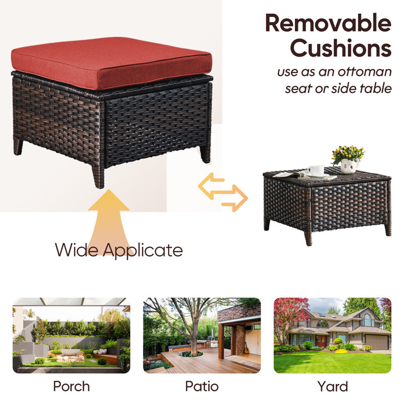 Alleene 5 - Person Patio Conversation Set with Cushions, Brown