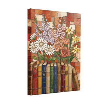 Plantes et fleurs, livres de fleurs, brique, impression sur toile