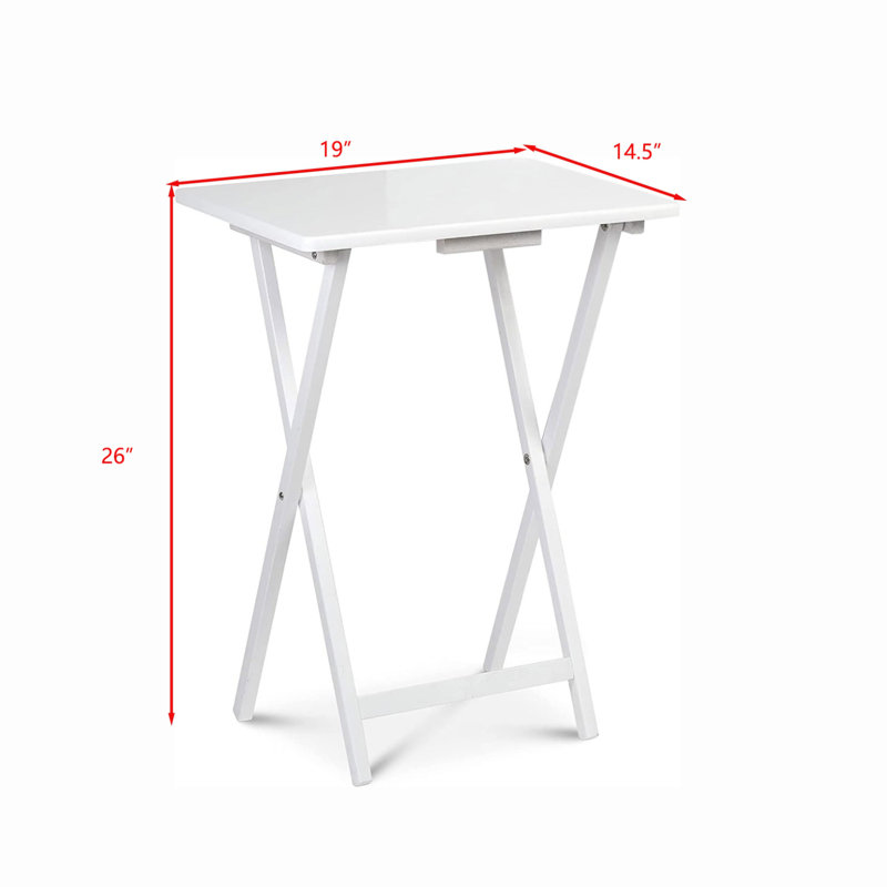 Rectangle Folding Portable  Snack Serving Tray Table, 2 Piece Set, White