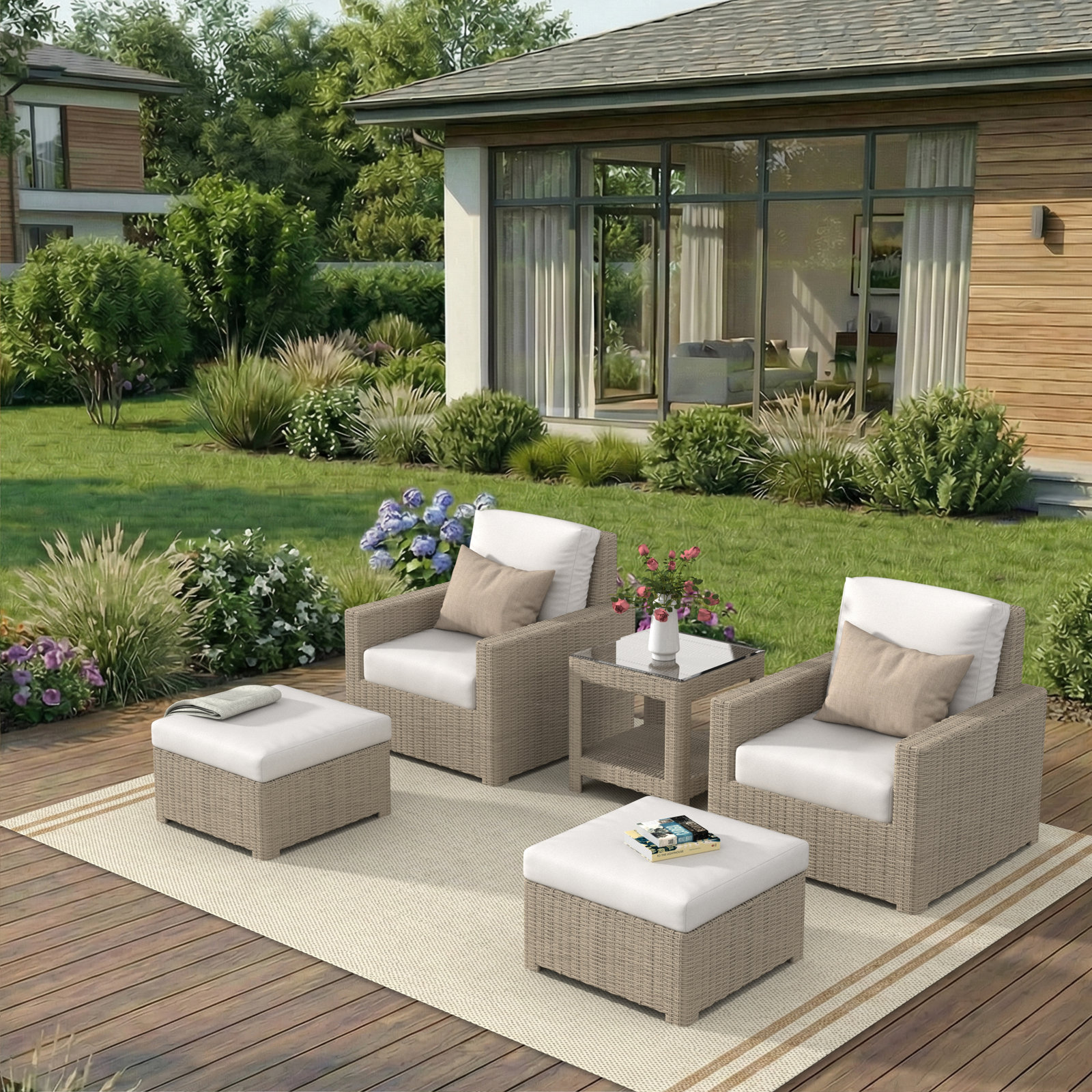 Henri 2-Person Sunbrella® Patio Seating Group, Canvas White