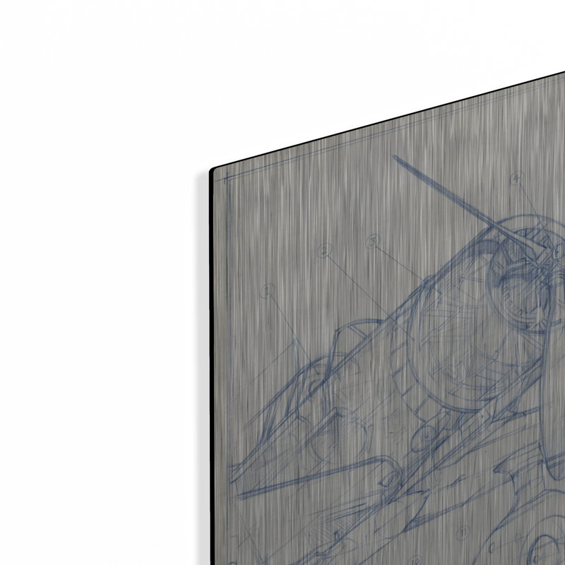 "Croquis mécanique d'avion I" par Ethan Harper, H 12 po x l 12 po
