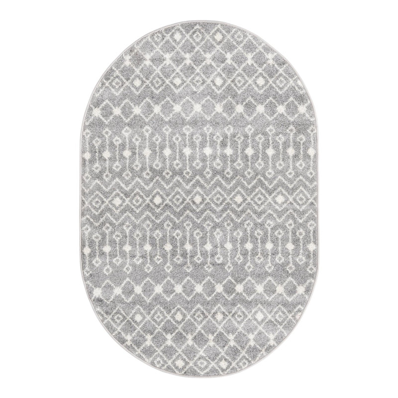 Somerville Geometric Indoor Rug, Oval 4'1" x 6'1", Gray