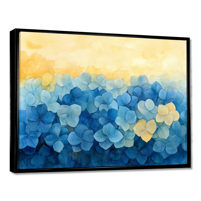Abstrait, hortensia, horizon de la simplicité V - hortensia, art mural, H 12 po x l 20 po, Impression sur cadre flottant