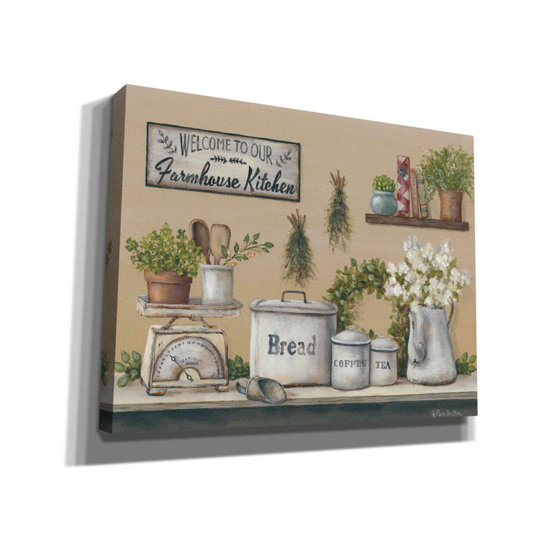 «Garden Farmhouse Kitchen» par Pam Britton, art mural sur toile, H 26 po x l 34 po x P 1,5 po