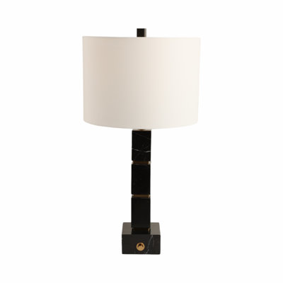 Sagebrook Home 27X14" Stacked Marble Cubes Lamp Base Switch, Black