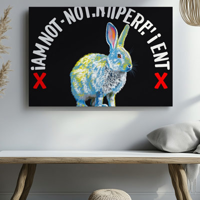 Toile, une illustration stylisée vibrante mettant en vedette un lapin debout et sa fourrure