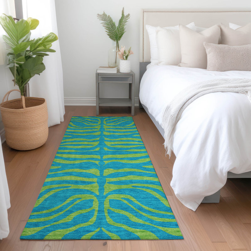 Tapis sarcelle lavable intérieur / extérieur Fernelle , 2'3" x 7'6"