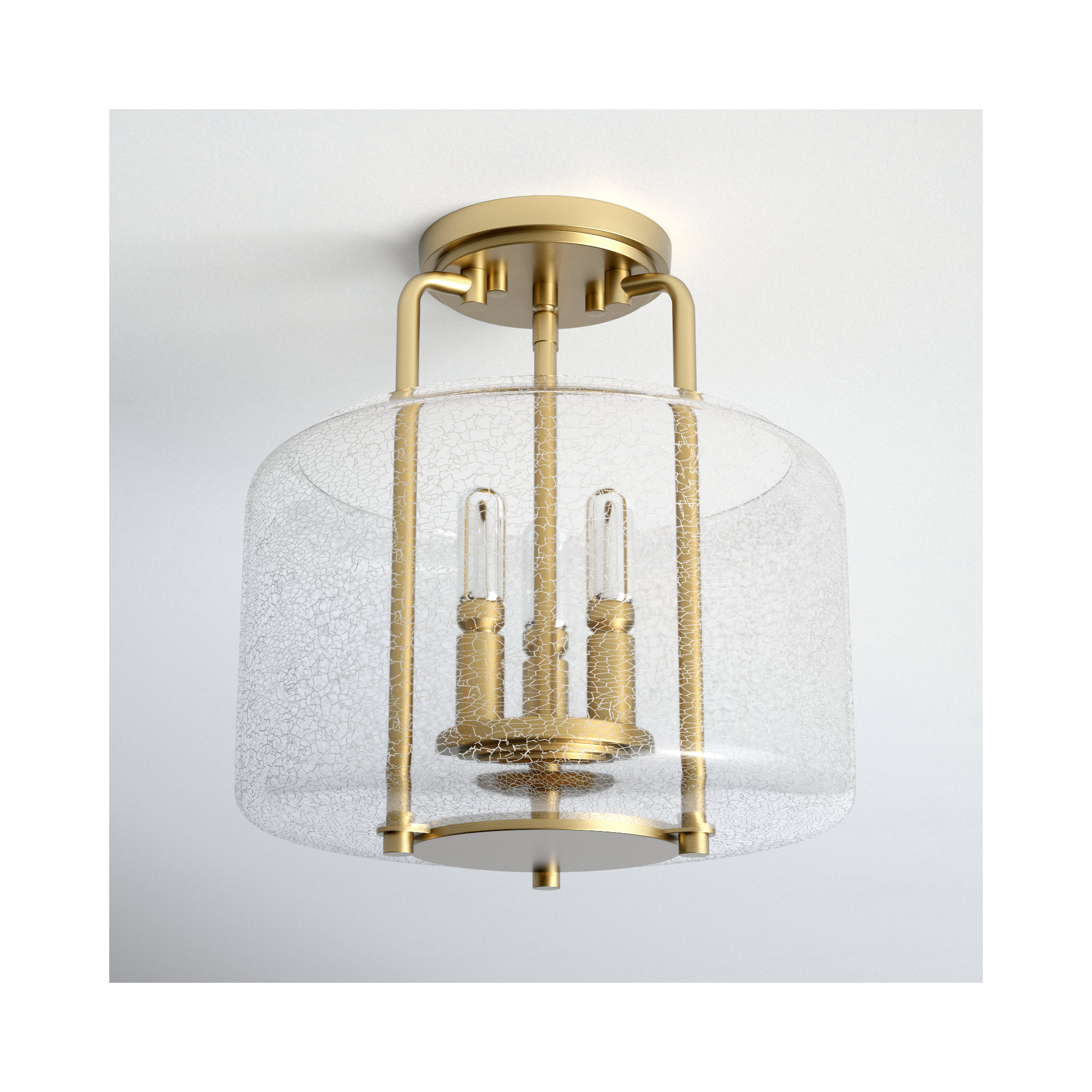 Dottie 3 Light Glass Semi Flush Mount, Warm Brass