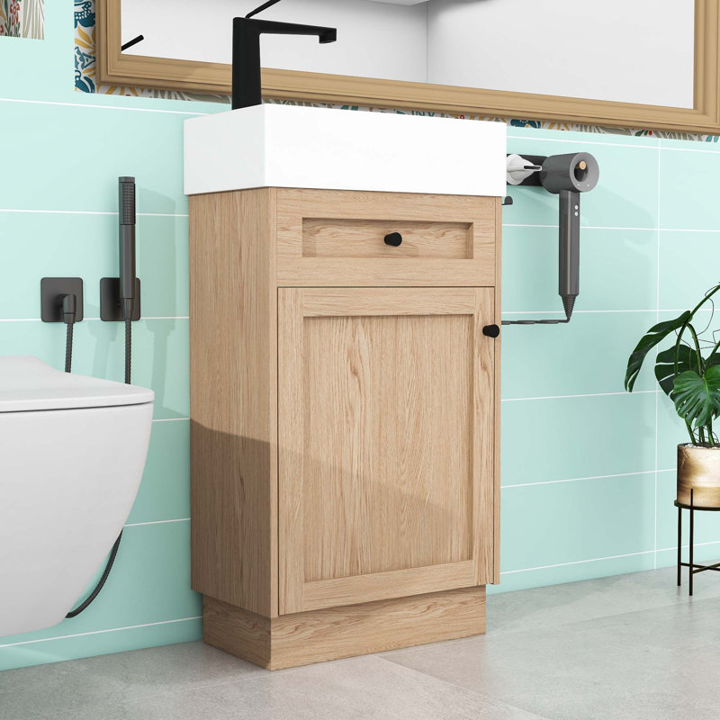 Meuble-lavabo avec lavabo réversible et tablette réglable