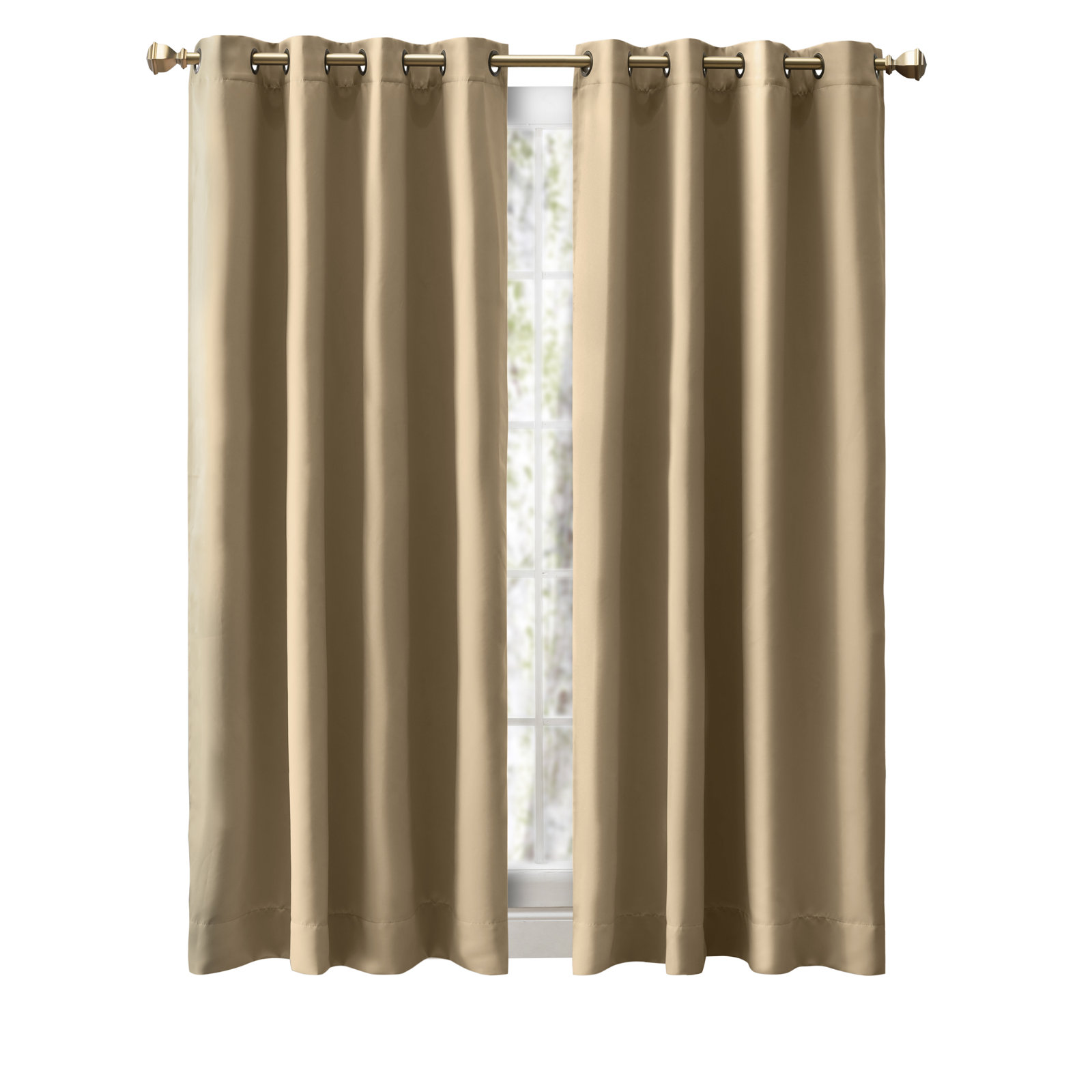 Ardelle Blackout Synthetic Curtain, Sand with Antiqued Bronze Grommets, 56" W x 96" L